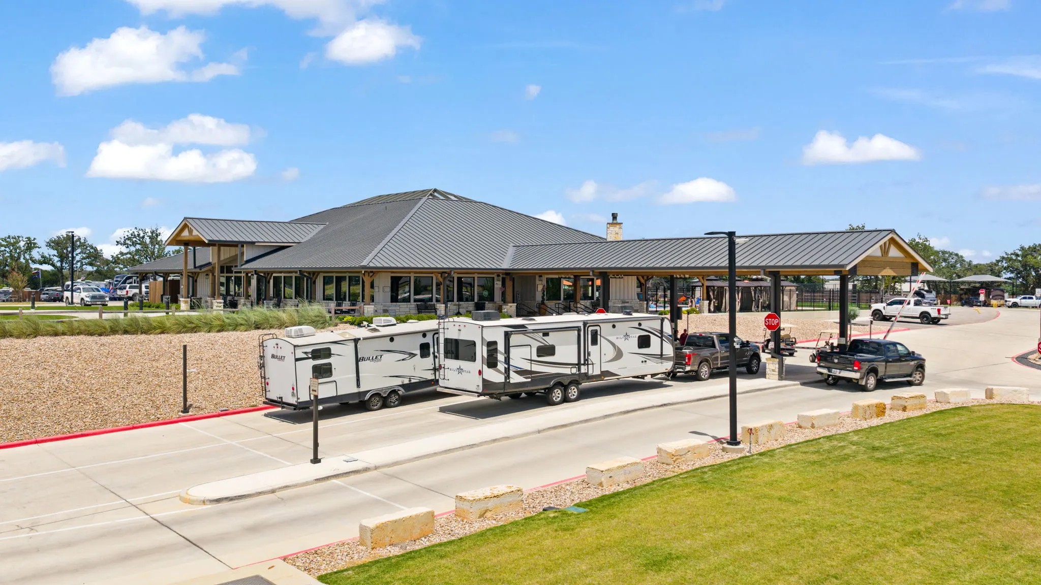 RV sites in front of the clubhouse