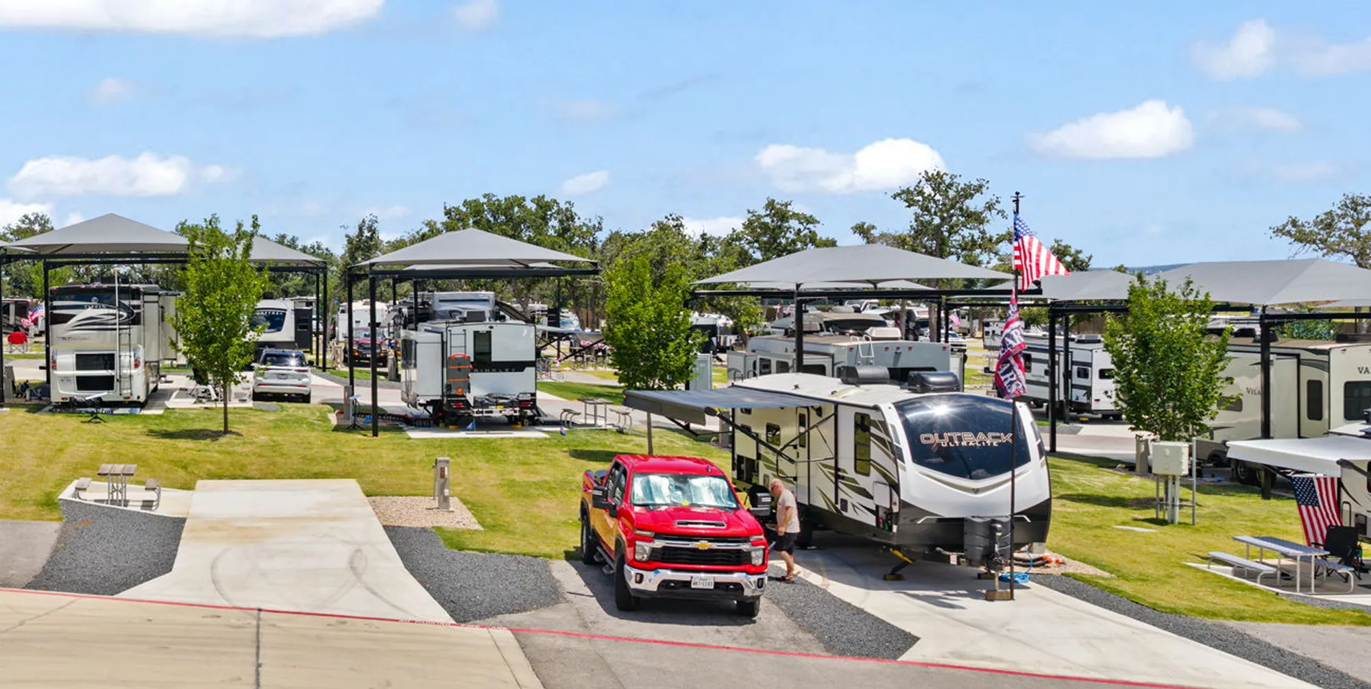 RV sites with shade structures