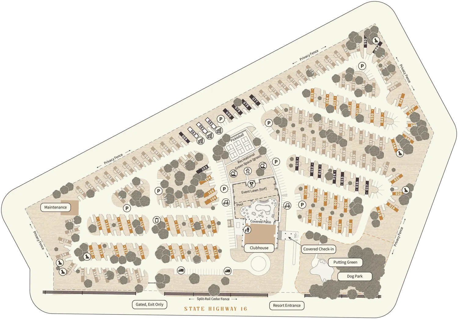 Lantern Oaks RV Resort site map