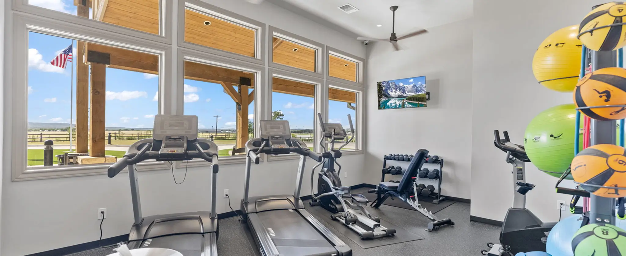 Fitness center with exercise equipment