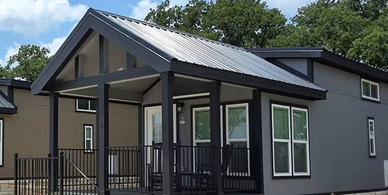 Tiny home exterior with a covered porch